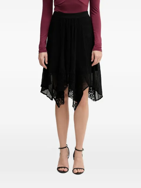 Sisley lace-trim asymmetric midi skirt