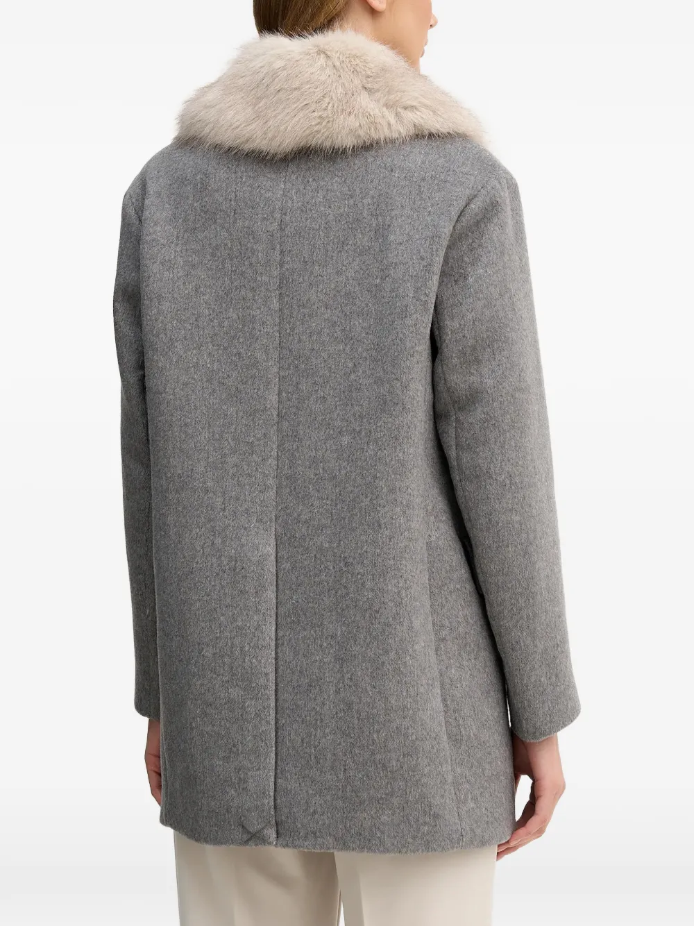 Fur-Trim Double-Breasted Coat