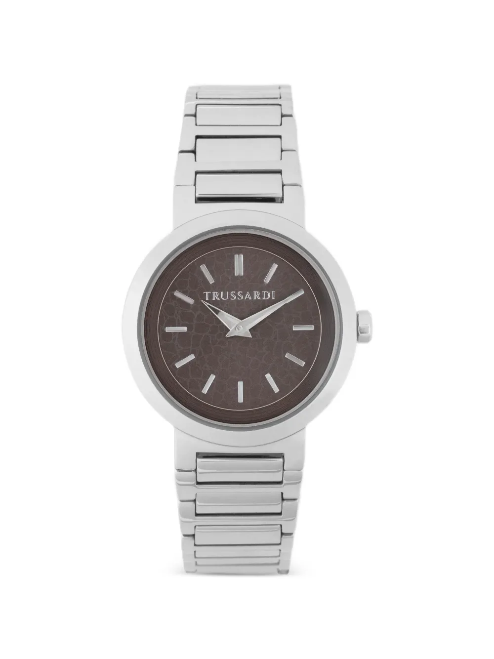 Trussardi Silver Tone Round 35mm Watch - Marrone