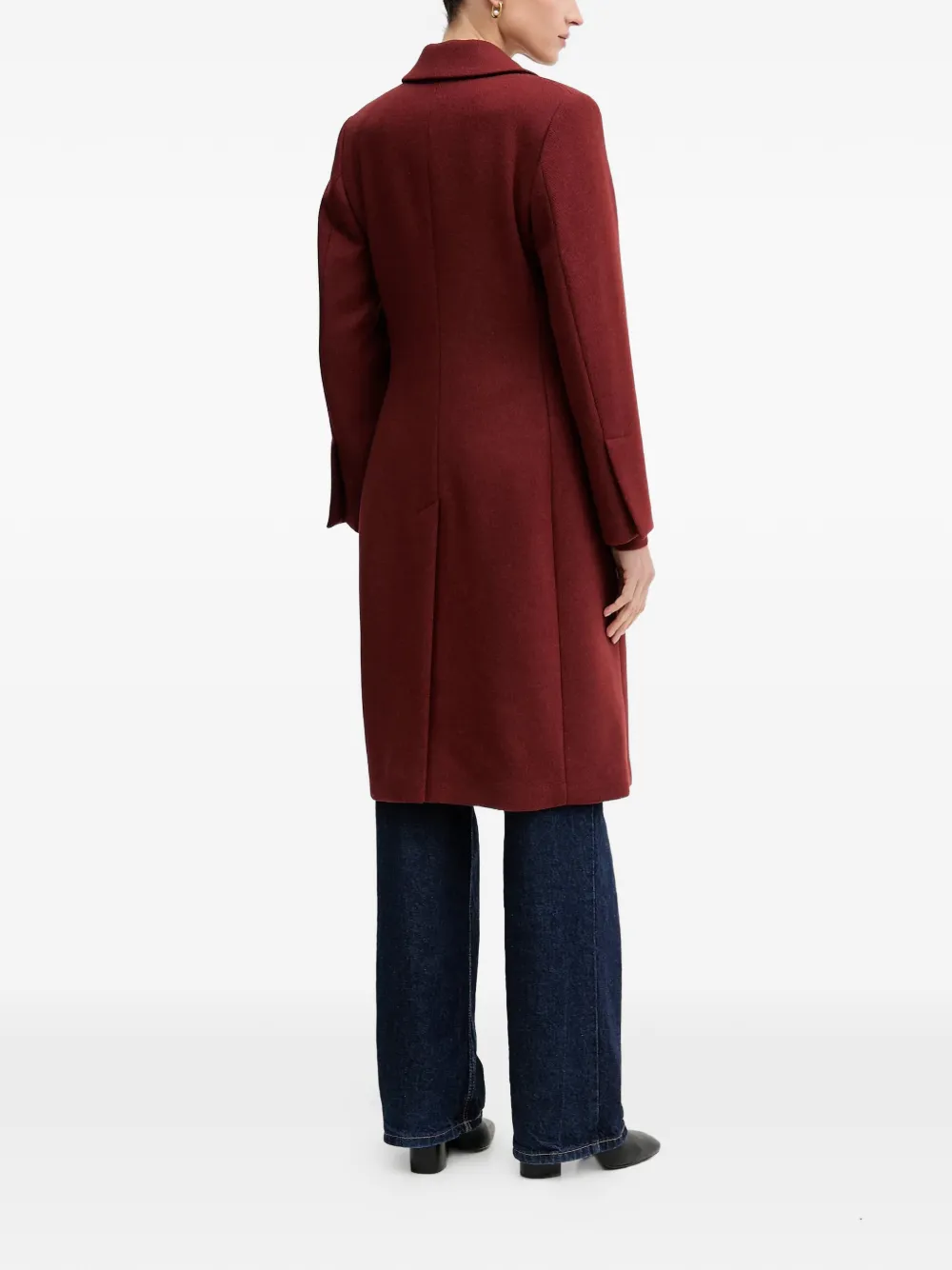  Sisley Buttoned Pocketed Single-breasted Coat - Red 