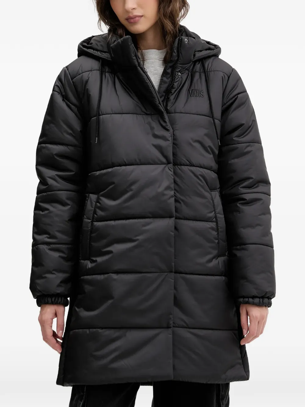  Vans Hooded Quilted Puffer Jacket - Black 
