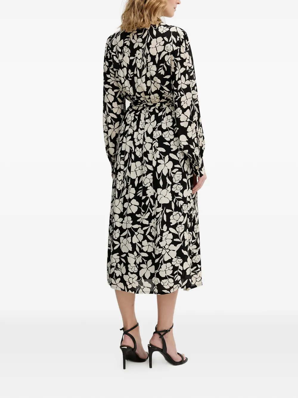 Benetton Midi-jurk met bloemenprint Zwart