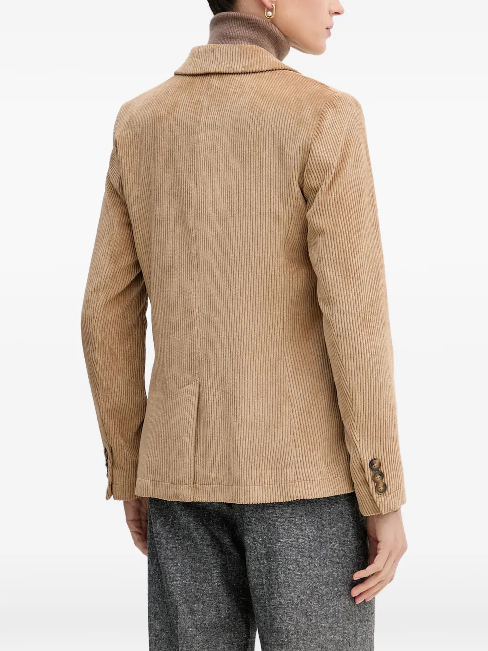  Benetton Corduroy Buttoned Blazer - Neutrals 