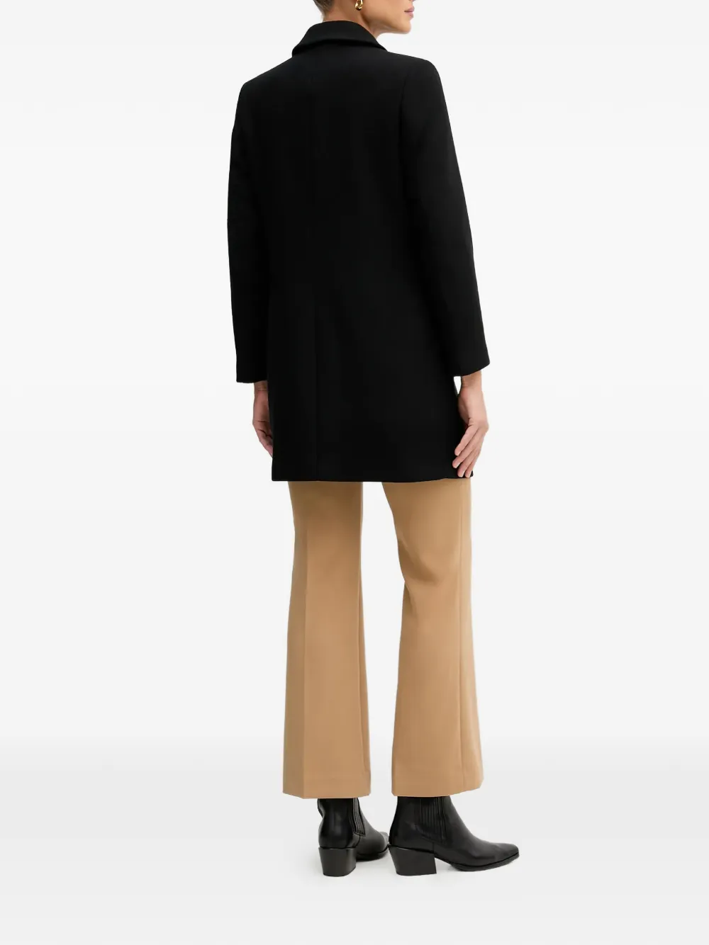  Sisley Buttoned Pocketed Single-breasted Coat - Black 