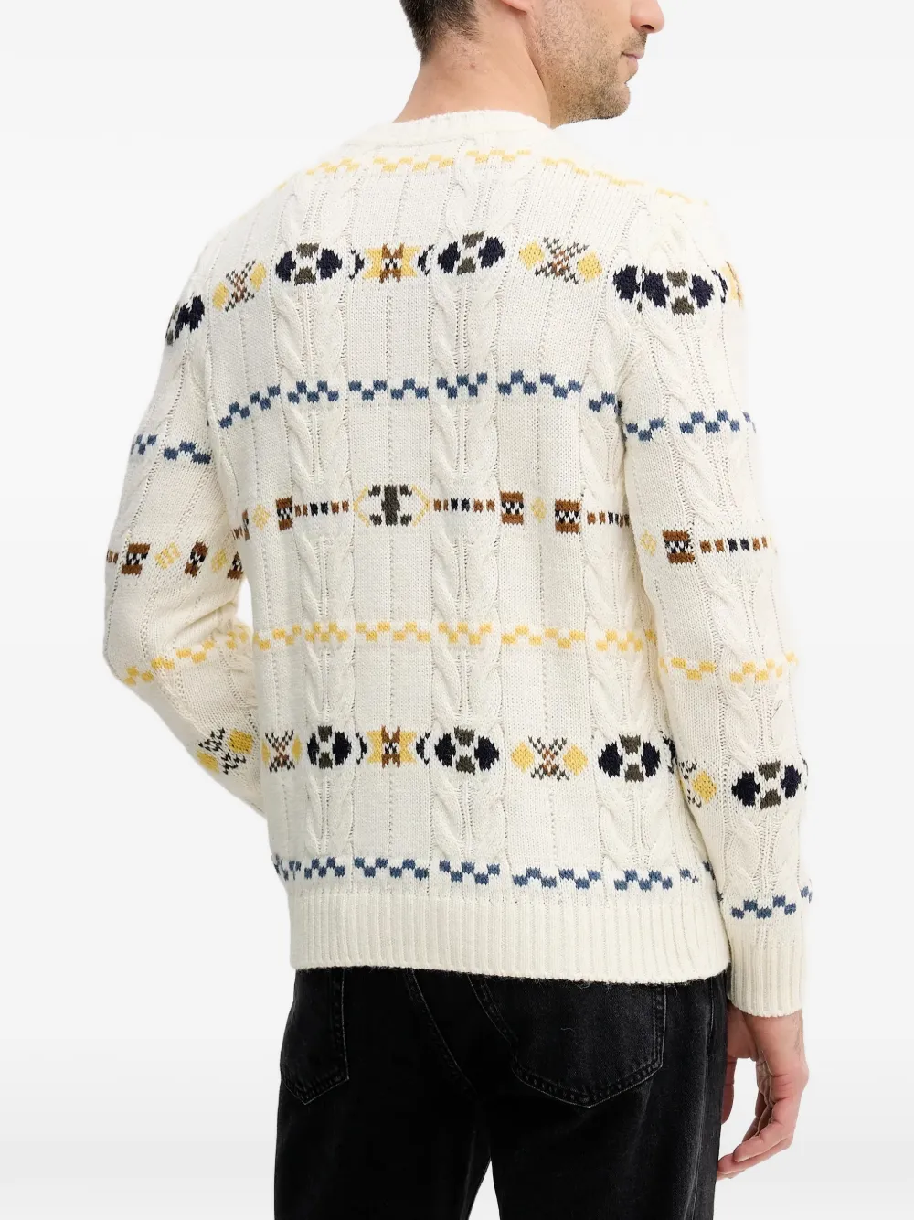  Benetton Cable-knit Pattern Sweater - Neutrals 