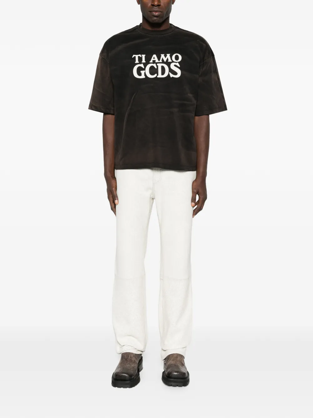 COLE BUXTON cracked-finish trousers - Wit