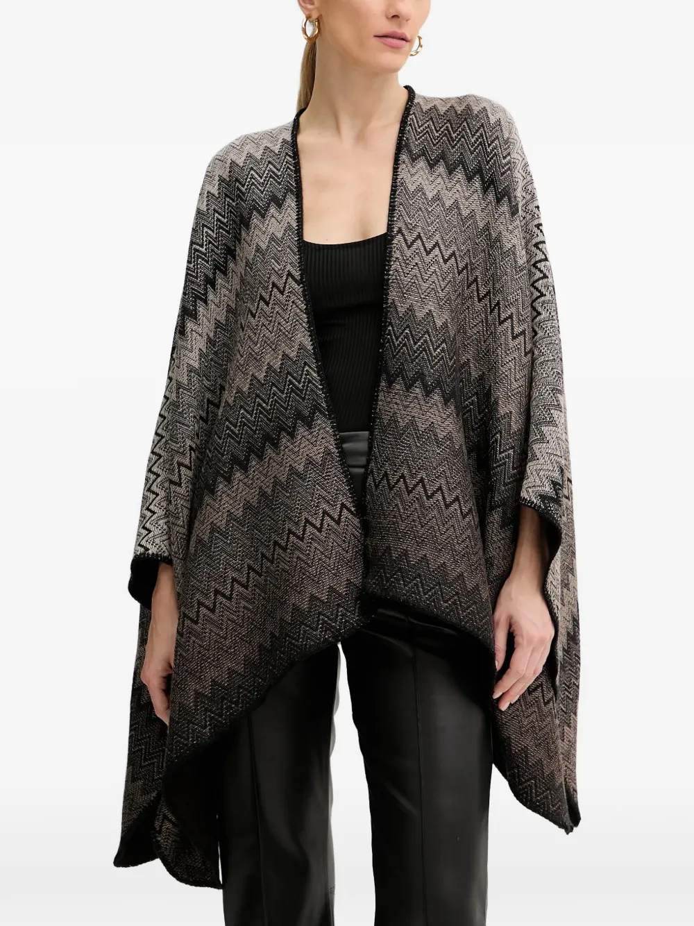  Missoni Chevron Knitted Poncho - Neutrals 