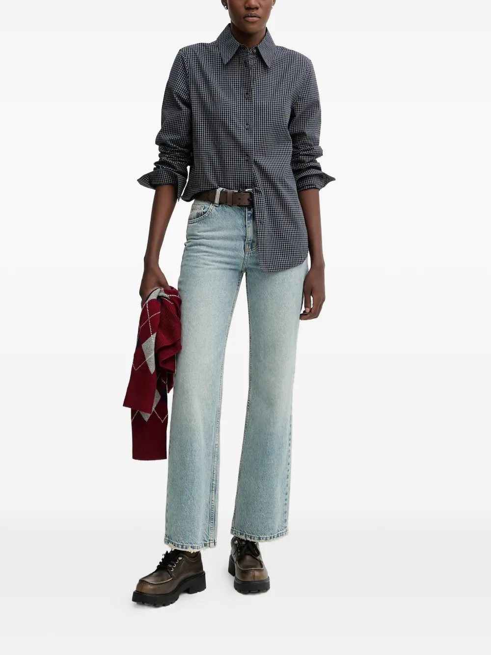 Miss Sixty checked buttoned shirt - Blauw