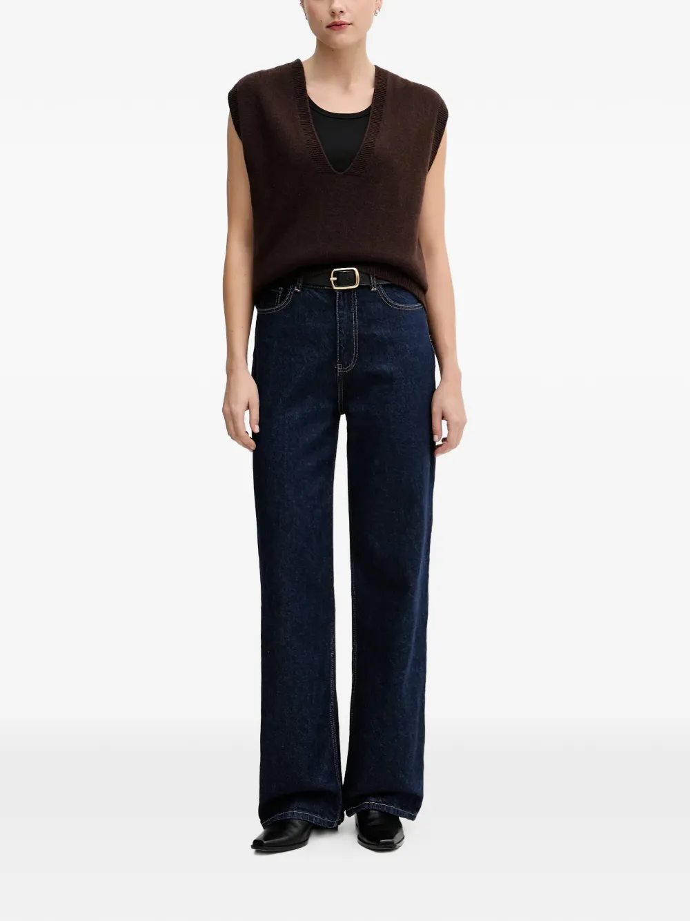  Sandro Ferrone V-neck Vest - Brown 