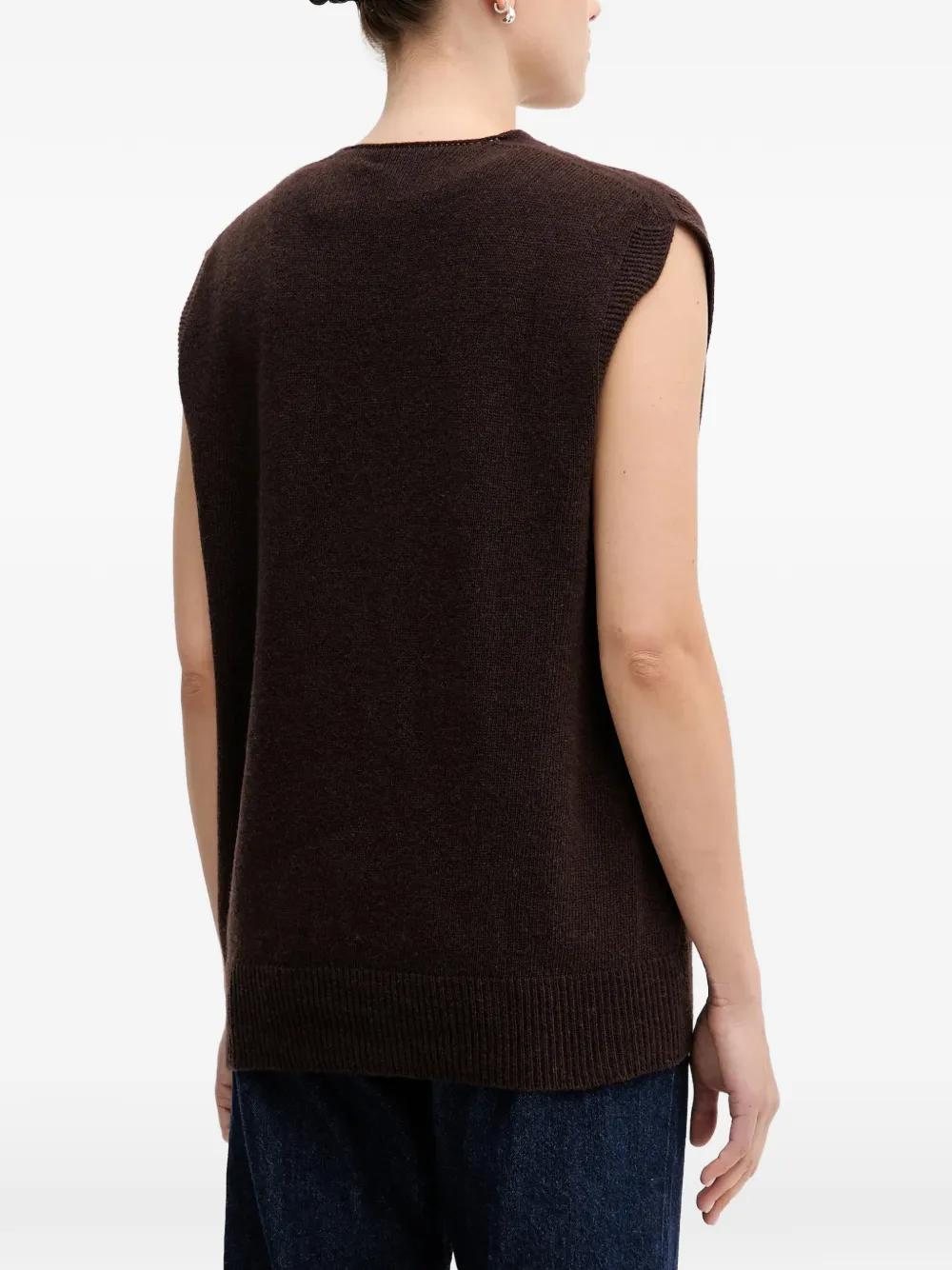  Sandro Ferrone V-neck Vest - Brown 