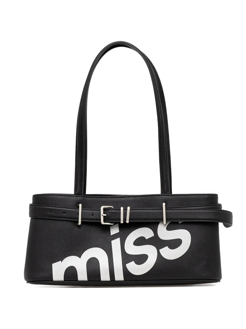 Miss Sixty buckle-detail logo-print shoulder bag - Nero