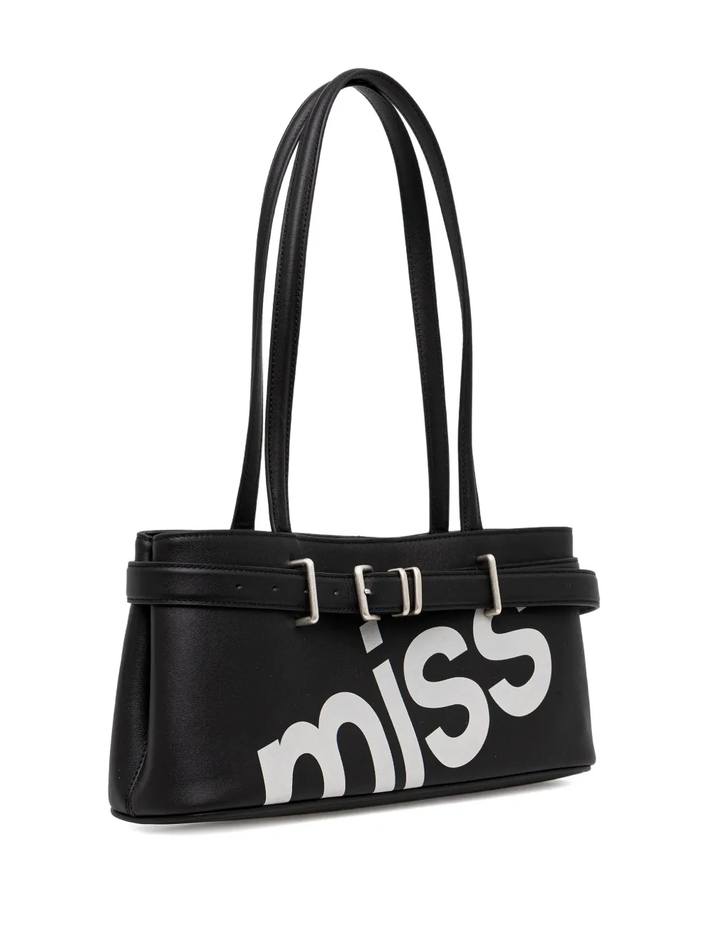 Miss Sixty buckle-detail logo-print shoulder bag - Zwart