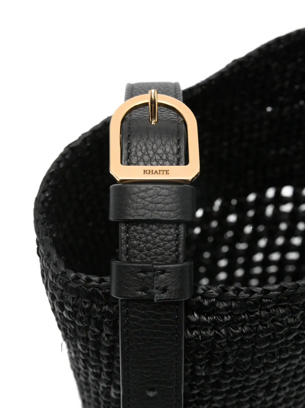 KHAITE Kleine Billie geweven bucket-tas Zwart