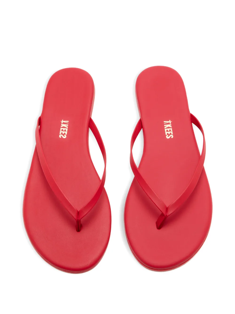 Tkees Solids leren teenslippers Rood