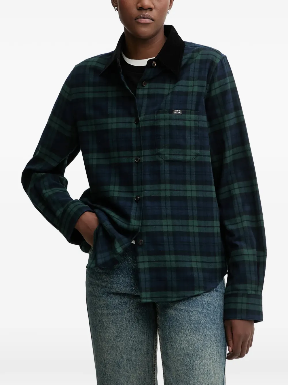 Miss Sixty checked corduroy-collar shirt - Blau