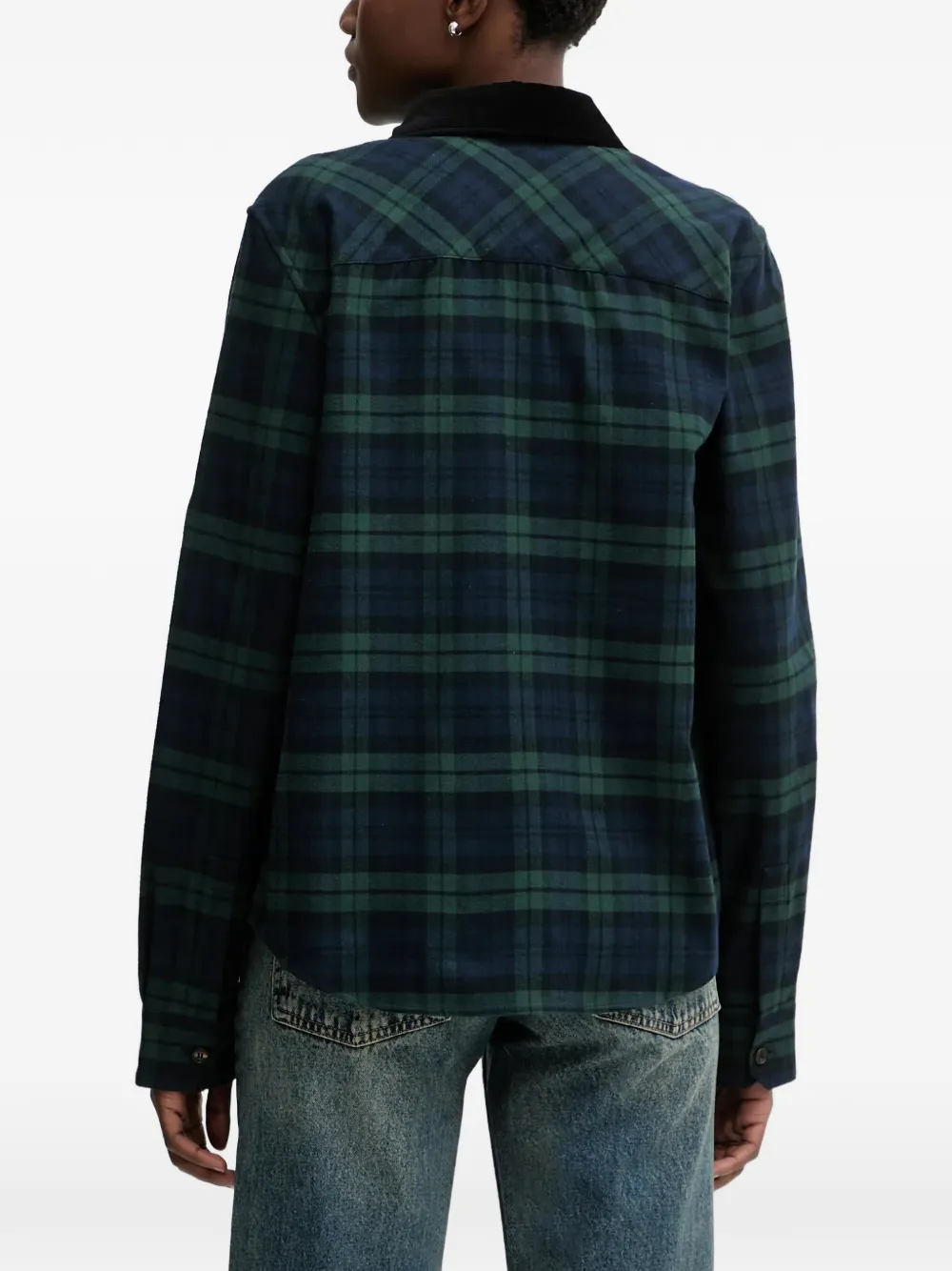  Miss Sixty Checked Corduroy-collar Shirt - Blue 