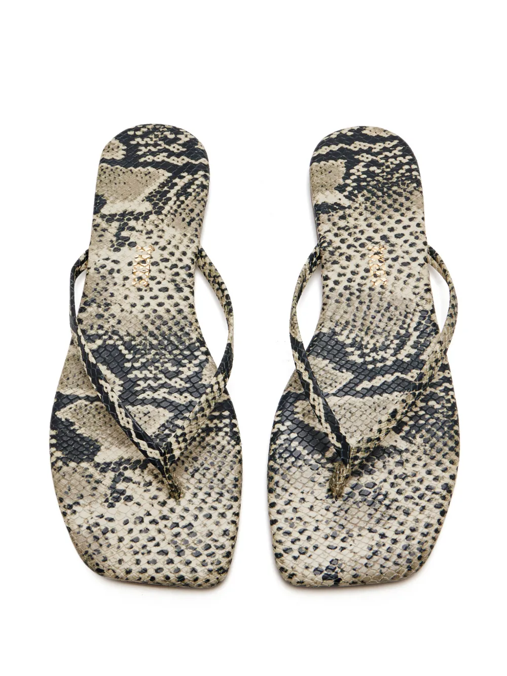 Tkees Teenslippers met vierkante neus en slangen-effect Beige