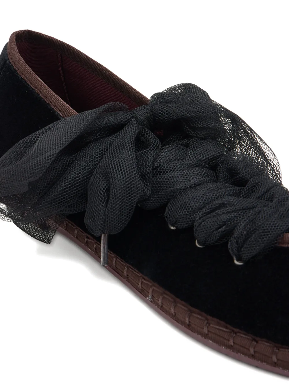 FLABELUS Ginevra espadrilles met tulen lint Zwart