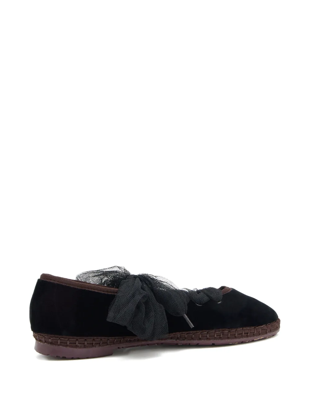 FLABELUS Ginevra espadrilles met tulen lint Zwart