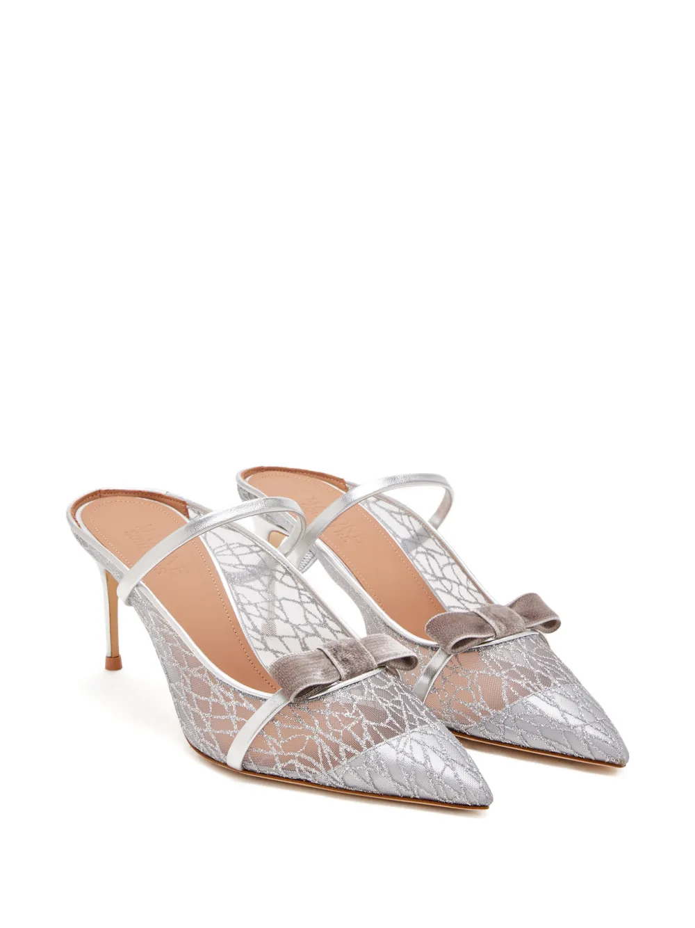Malone Souliers ribbon detail lace mules Wit