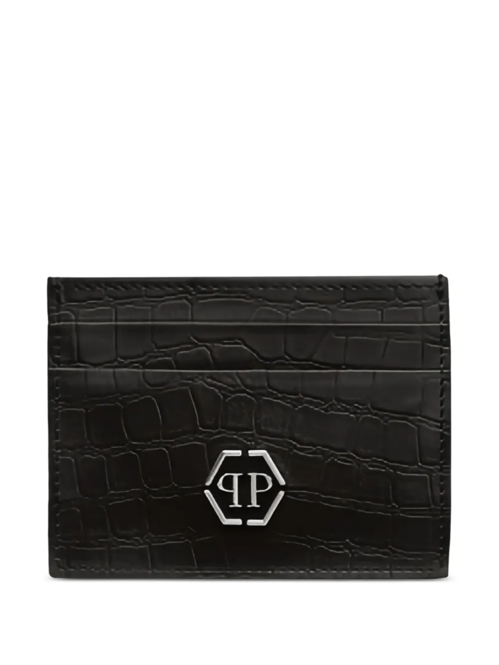 Philipp Plein Portacarte con effetto coccodrillo - Nero