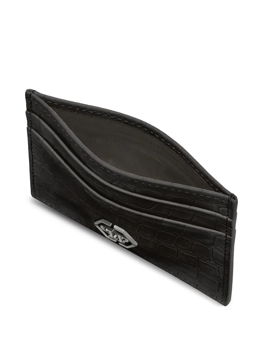  Philipp Plein Crocodile-effect Card Holder - Black 