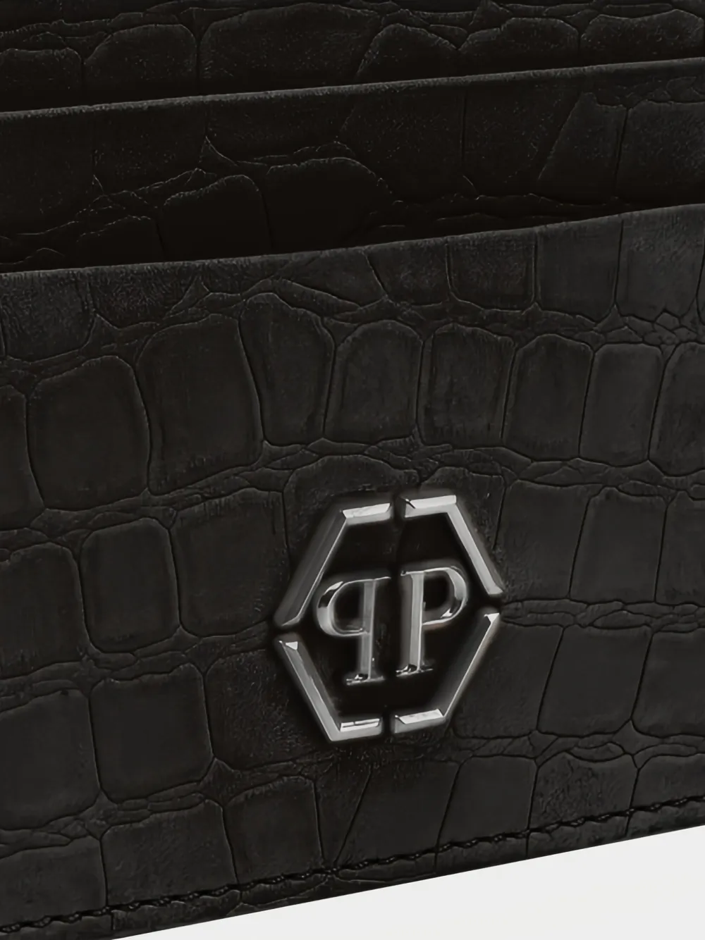 Philipp Plein Pasjeshouder met krokodillen-reliëf Zwart