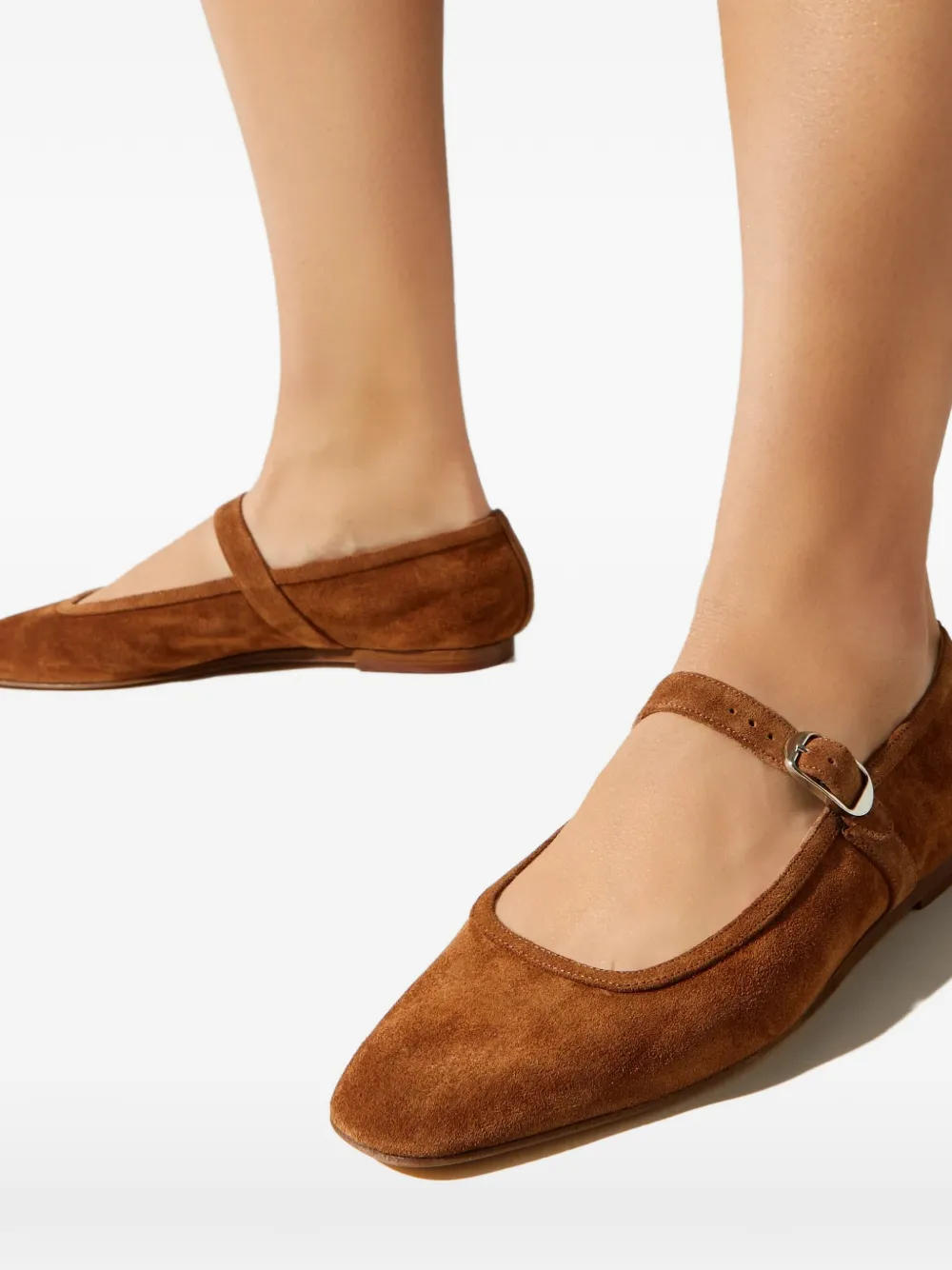 Le Monde Beryl Ballerina's met ronde neus en gesp Bruin