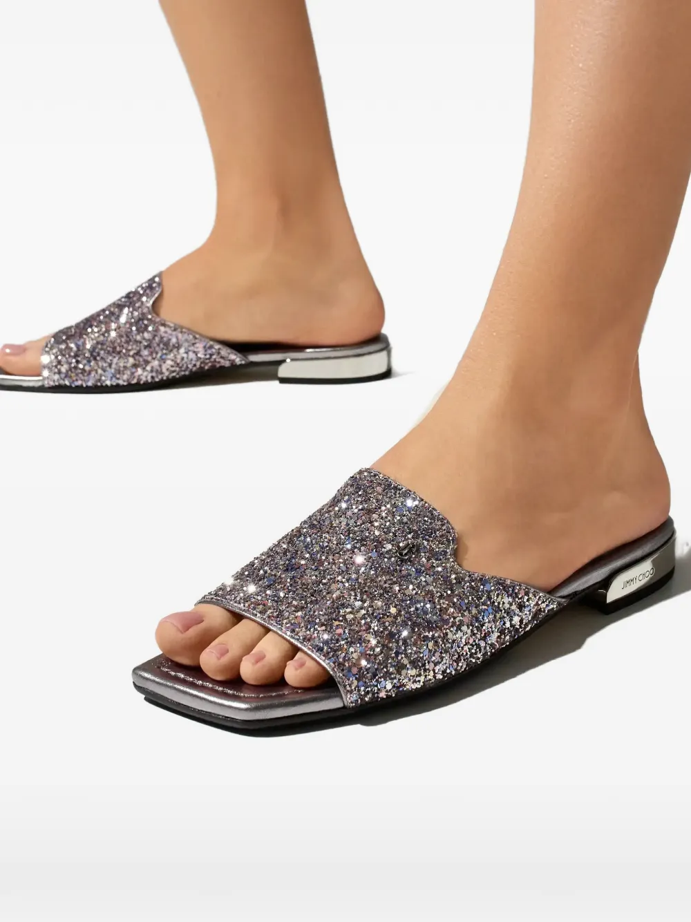 Jimmy Choo Nako sandalen met glitter logo Zilver