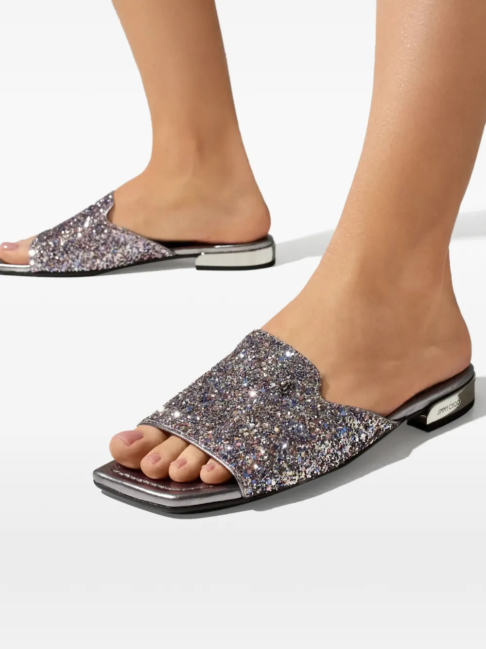 Jimmy Choo Nako sandalen met glitter logo Zilver