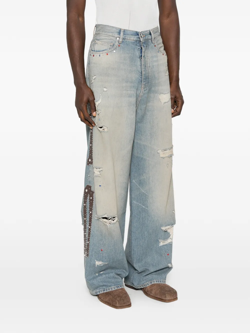 AMIRI Bones baggy jeans met studs Blauw