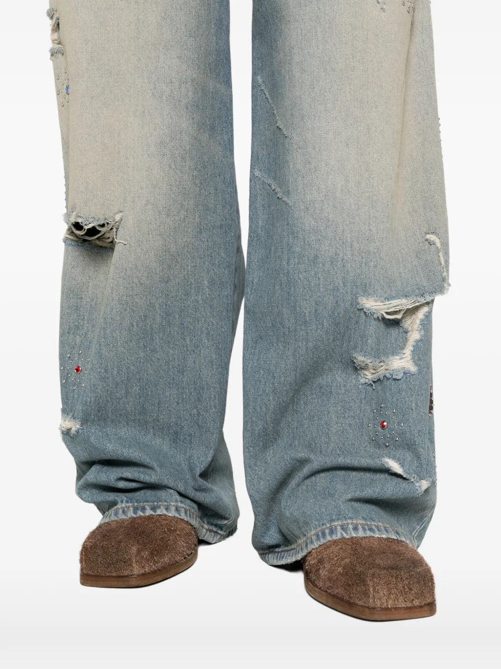 AMIRI Bones baggy jeans met studs Blauw