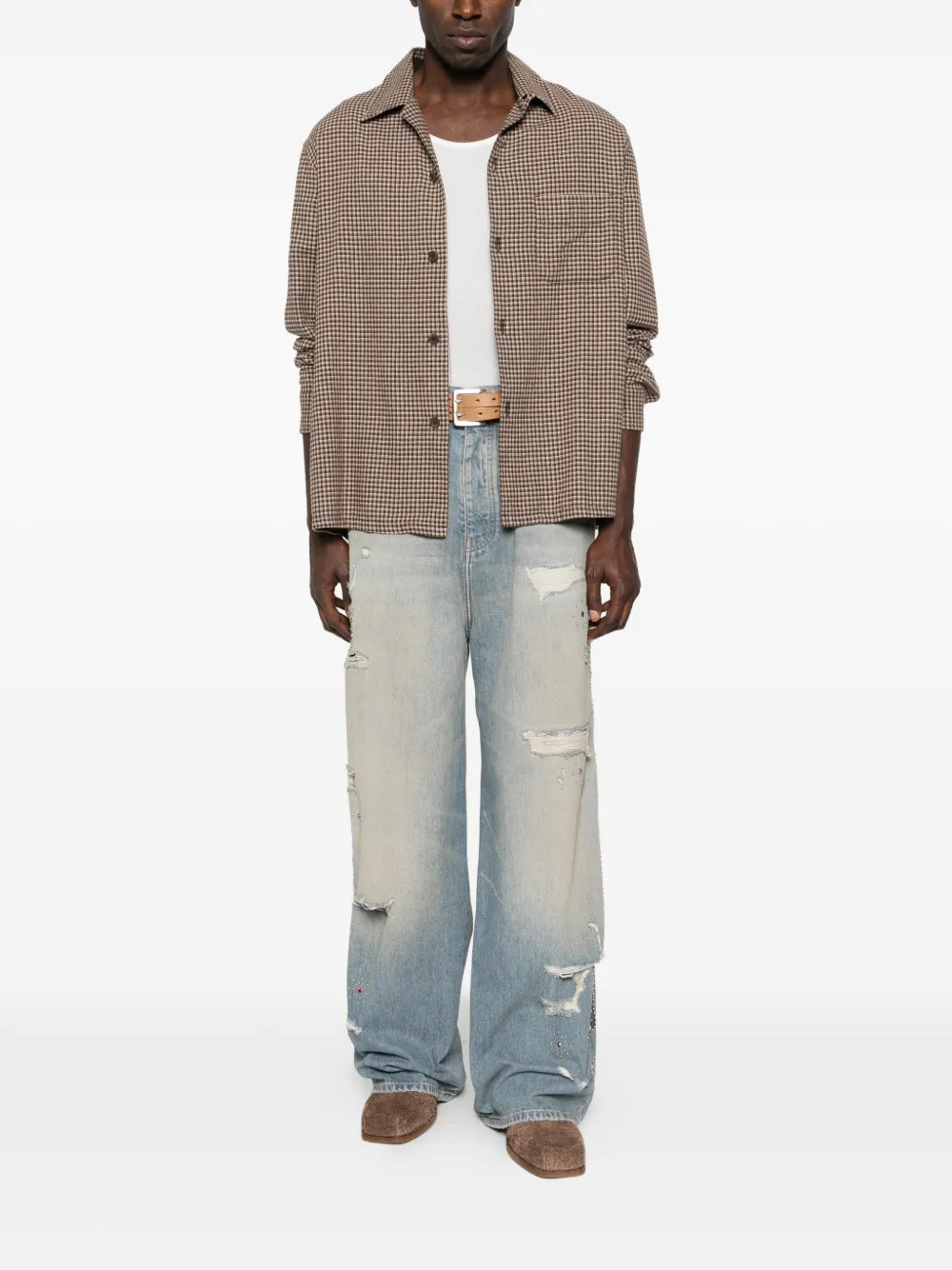 AMIRI distressed embellished jeans - Blauw