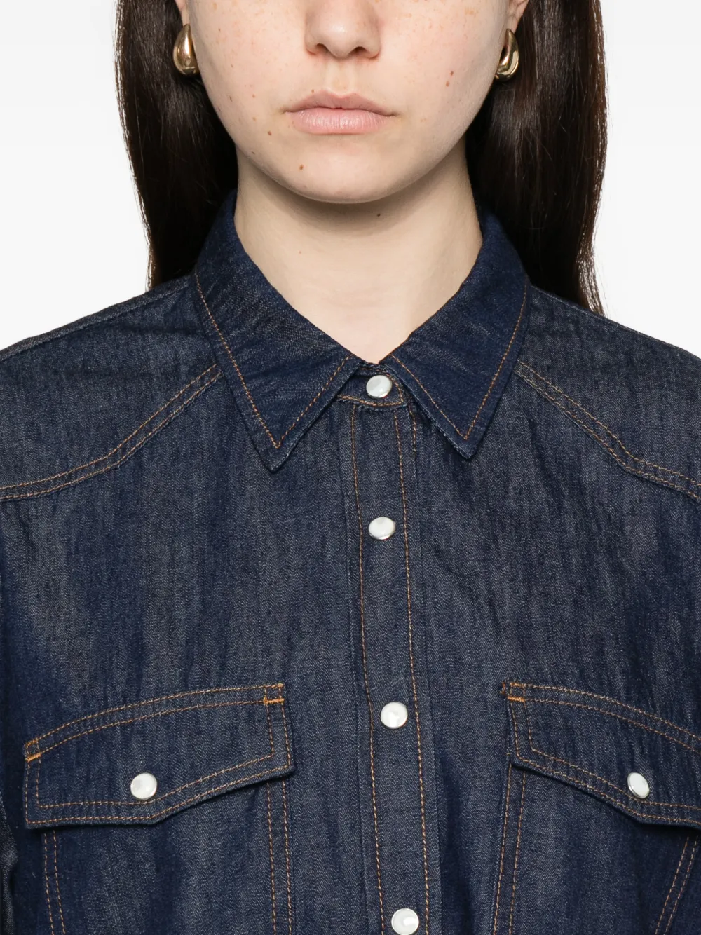 KHAITE Grenon blouse in western-stijl Blauw