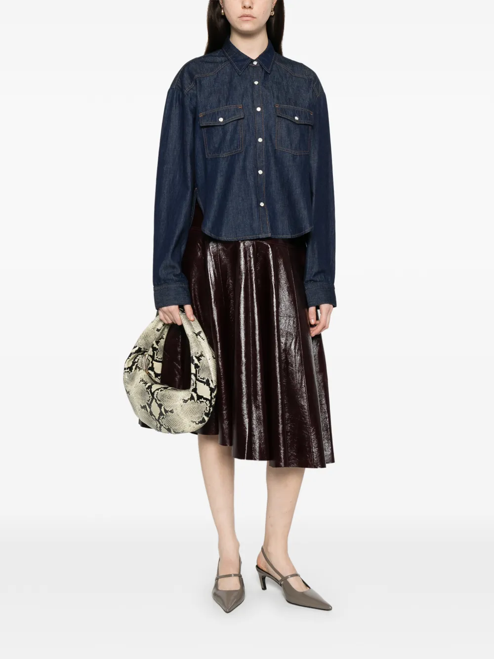 KHAITE Grenon patch-pocket shirt - Blauw