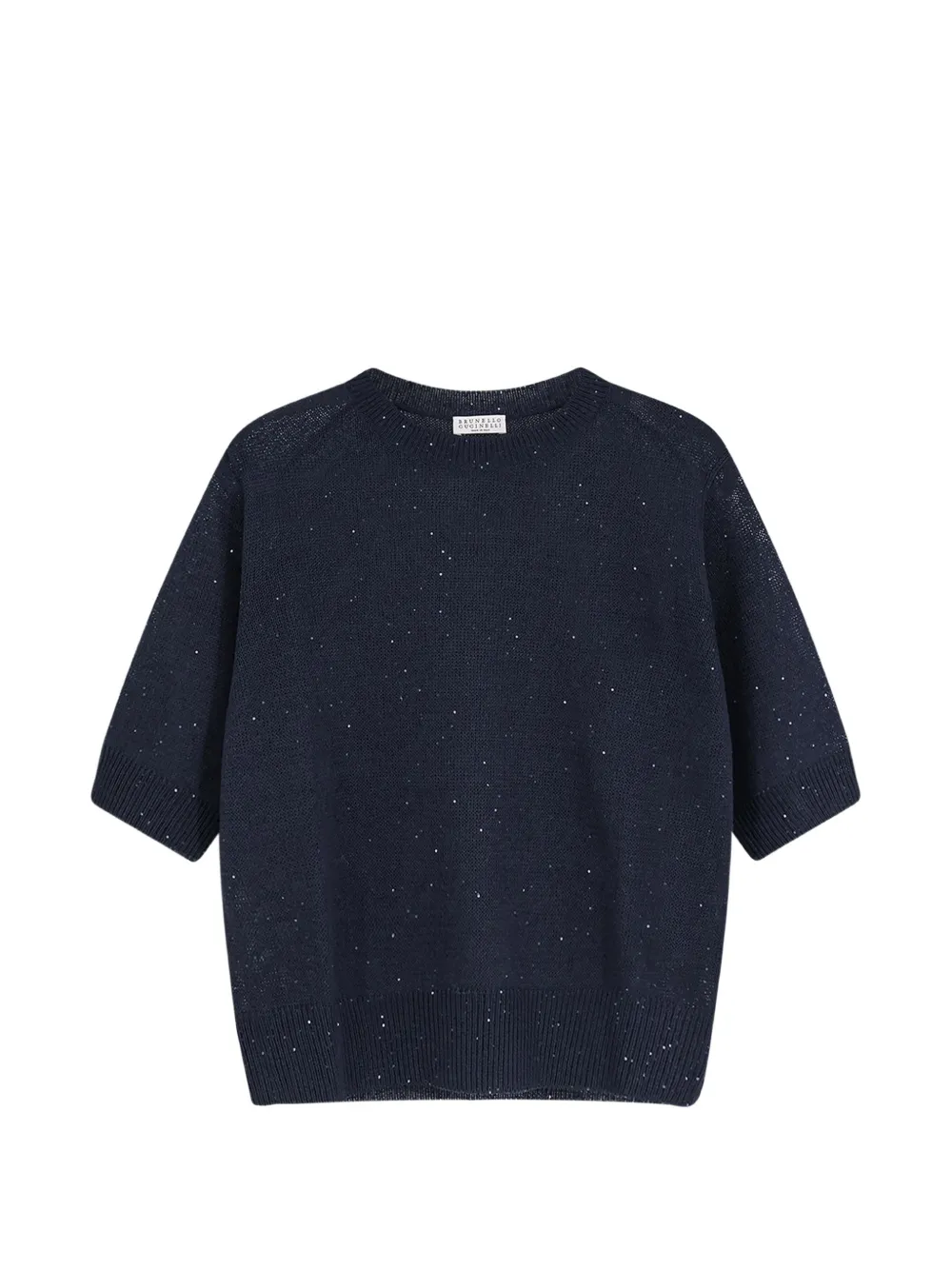 Brunello Cucinelli sequined knitted T-shirt - Blu