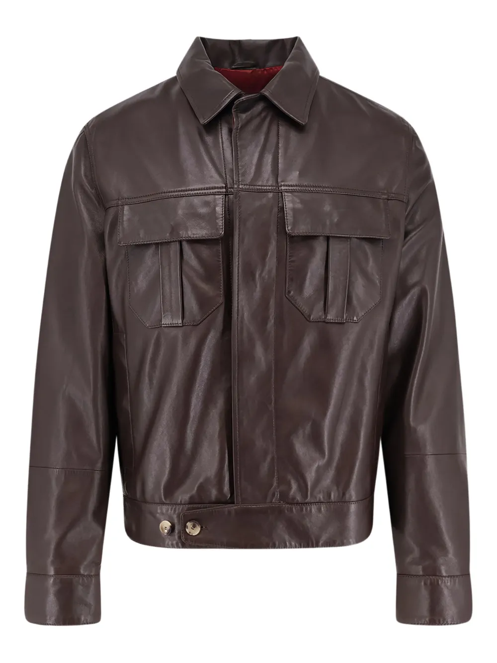 Brunello Cucinelli patch-pockets leather jacket | marrón | Image 1