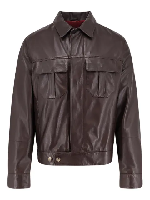 Brunello Cucinelli patch-pockets leather jacket