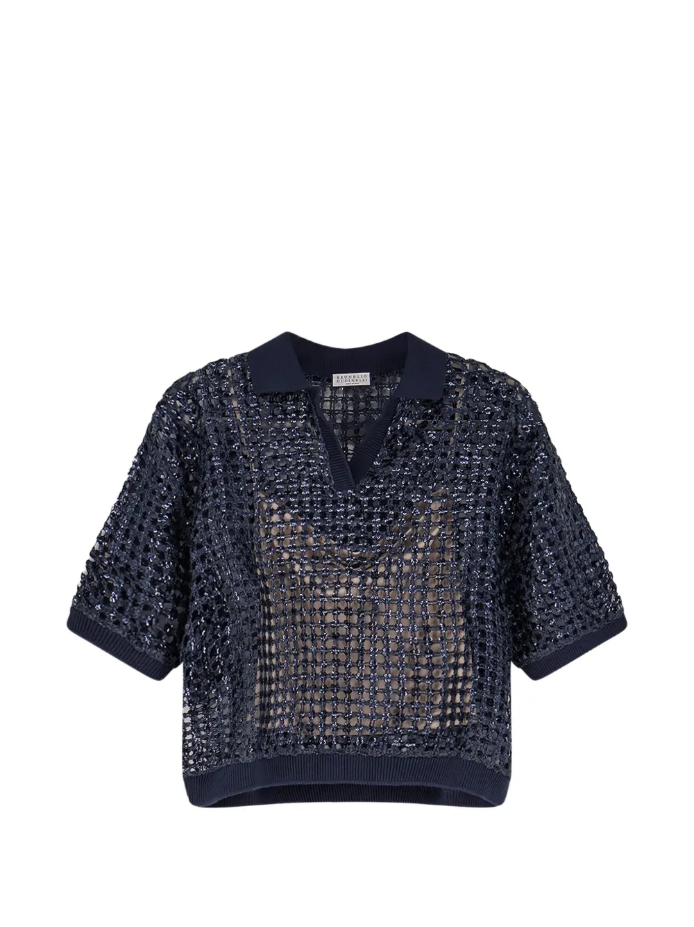 Brunello Cucinelli sequin-embellished knit top - Blu