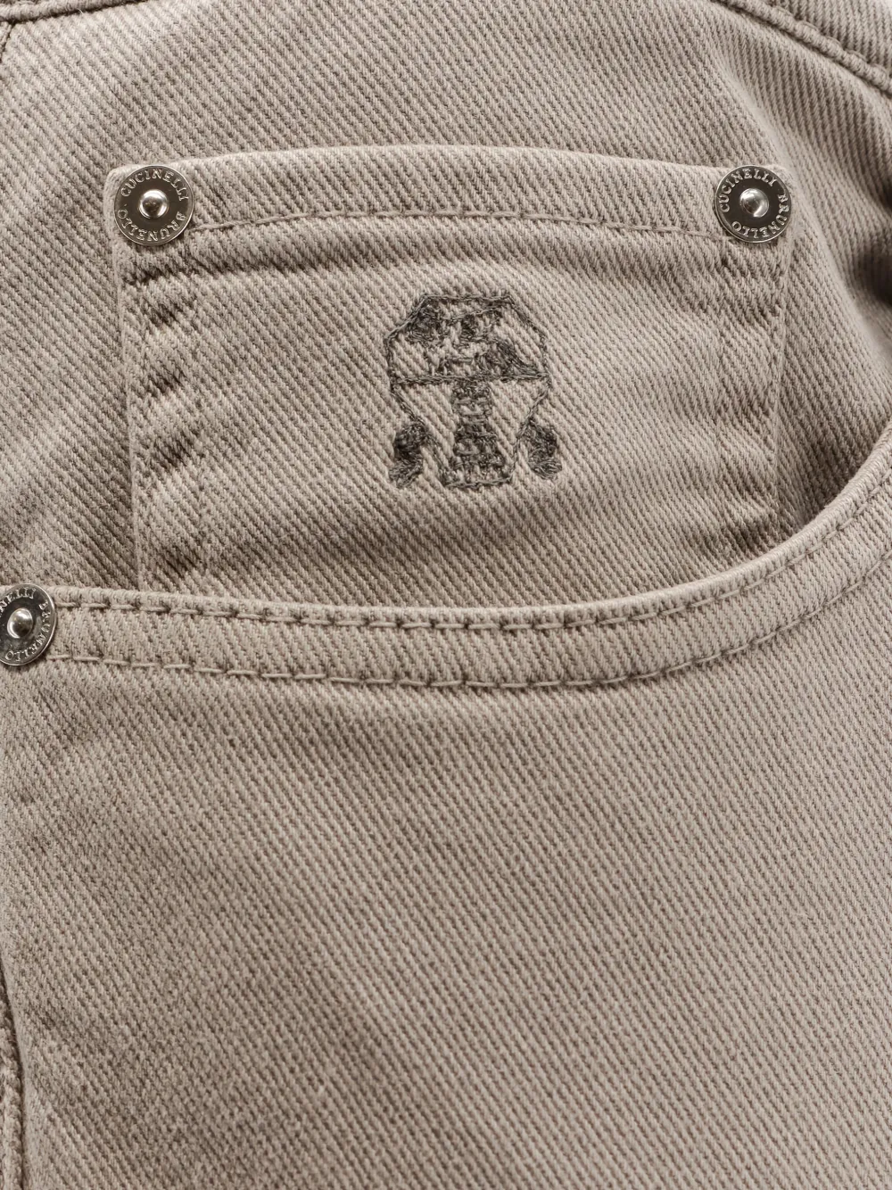  Brunello Cucinelli Logo-embroidered Five-pocket Trousers - Neutrals 