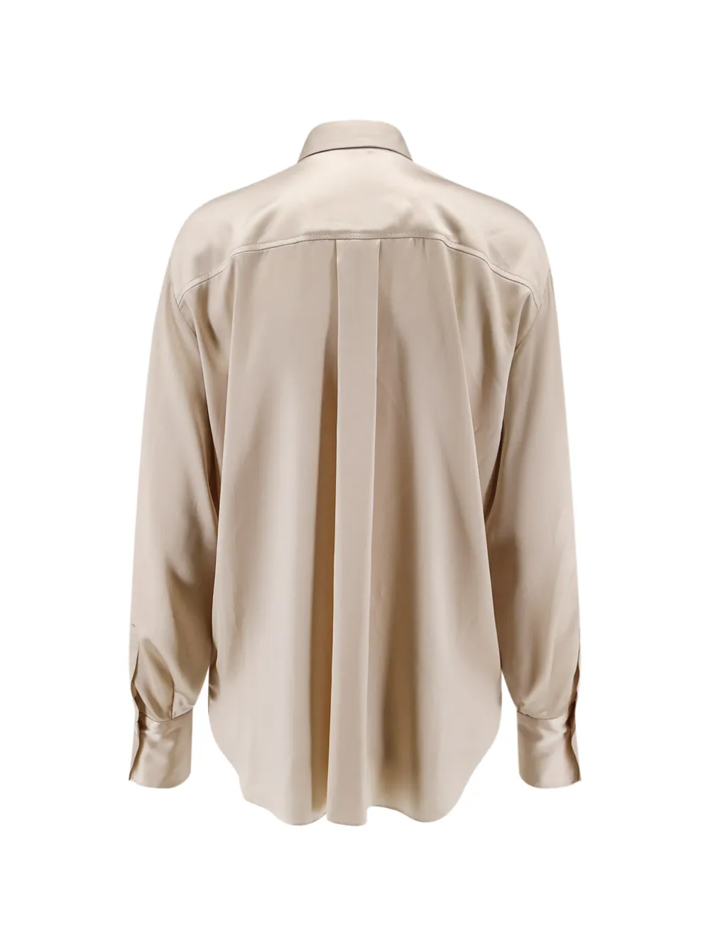 Brunello Cucinelli Satijnen blouse met monili ketting Beige