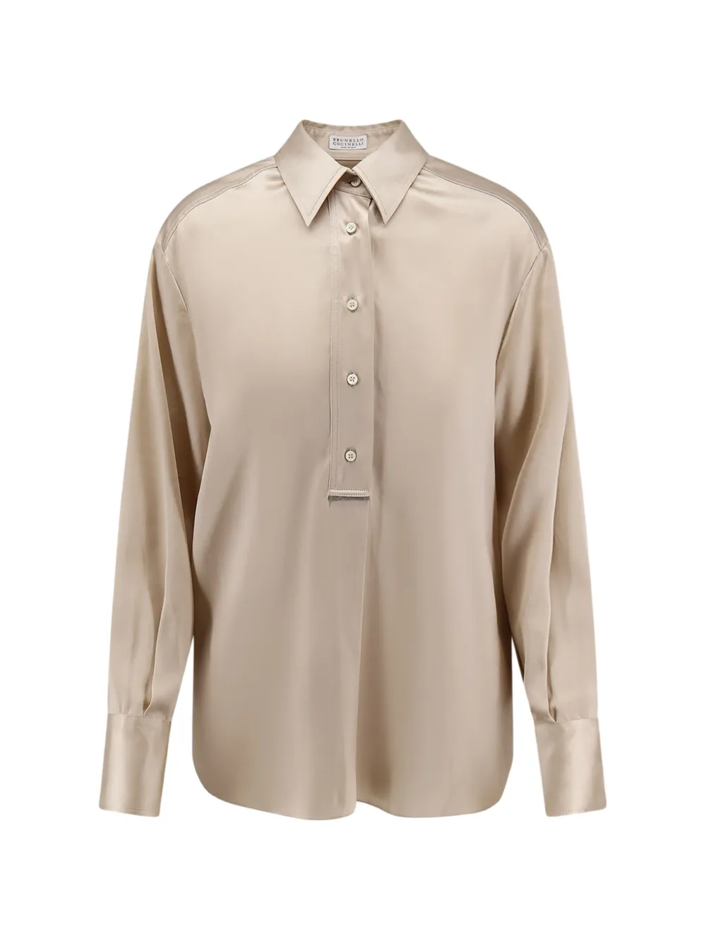 Brunello Cucinelli Monili-chain satin shirt - Toni neutri
