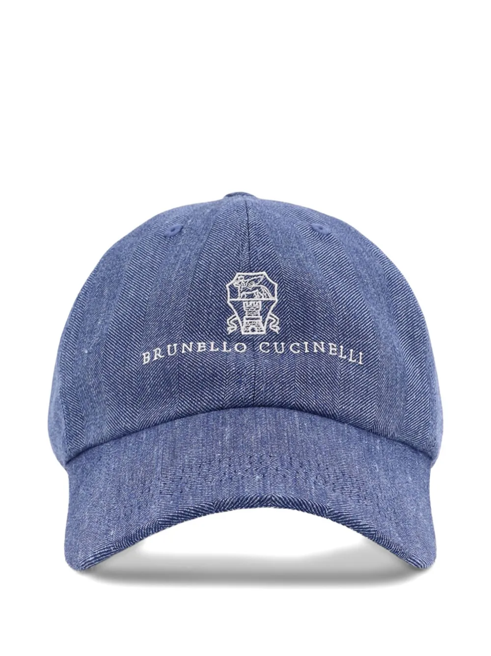 Brunello Cucinelli 로고 자수 베이스볼 캡 모자 | 블루 | Image 1