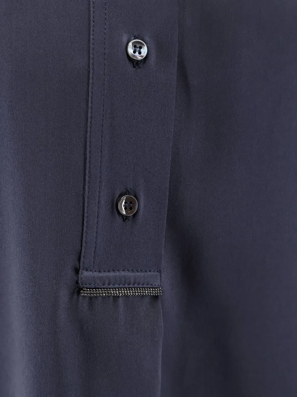 Brunello Cucinelli Blouse met lange mouwen en Monili-kralen Blauw