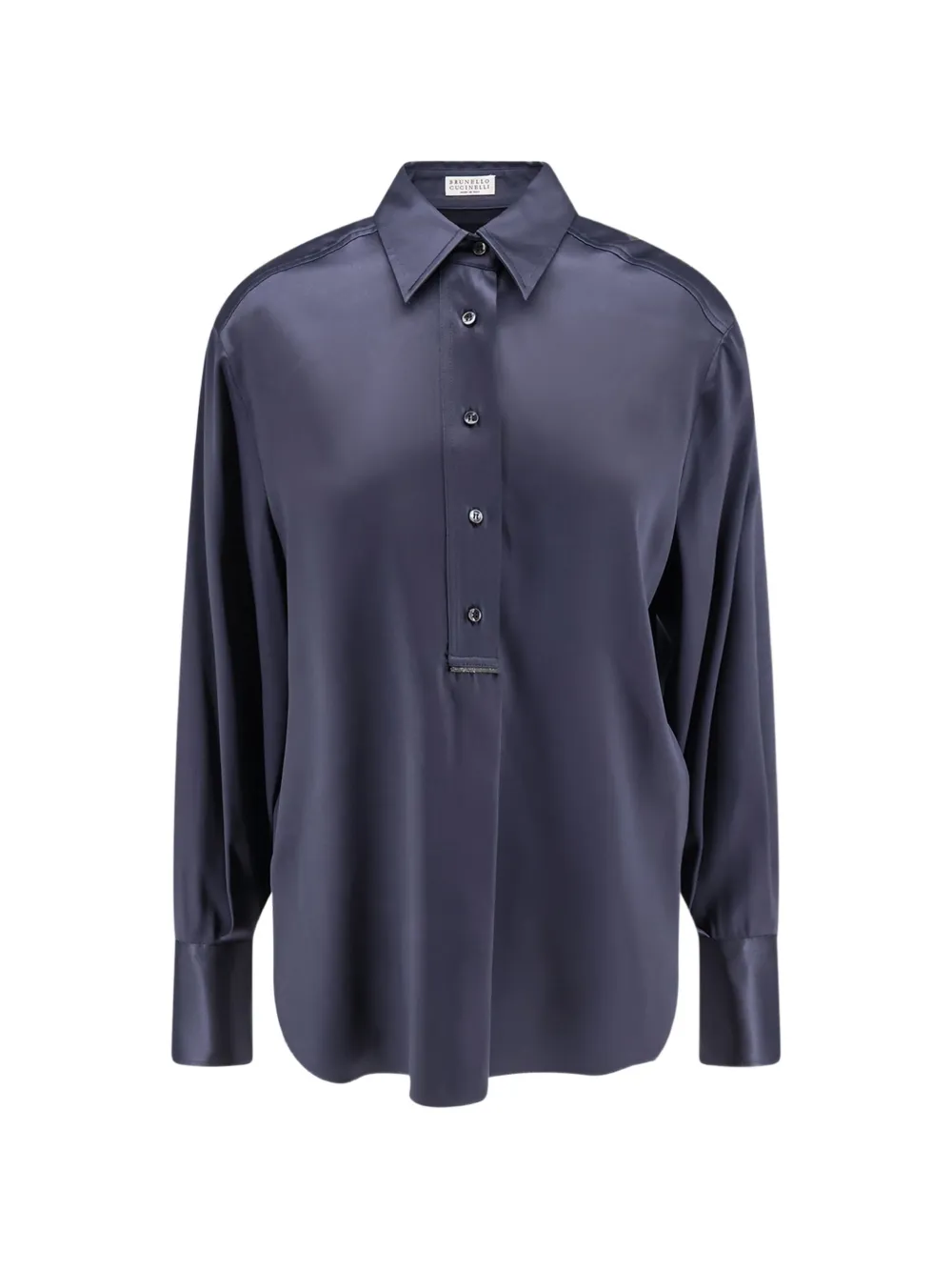 Brunello Cucinelli Monili-chain long-sleeved shirt - Blau