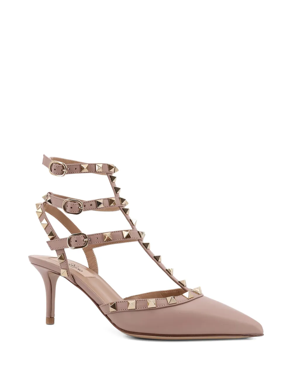 Valentino Garavani Rockstud strappy heeled pumps Roze