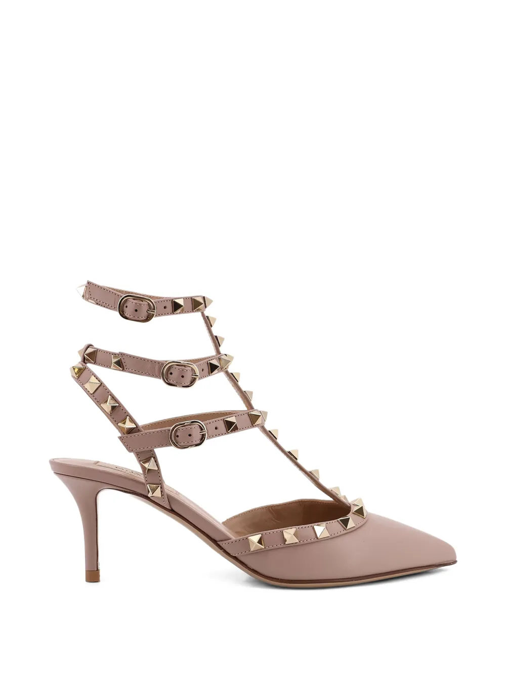 Valentino Garavani Rockstud strappy heeled pumps Roze
