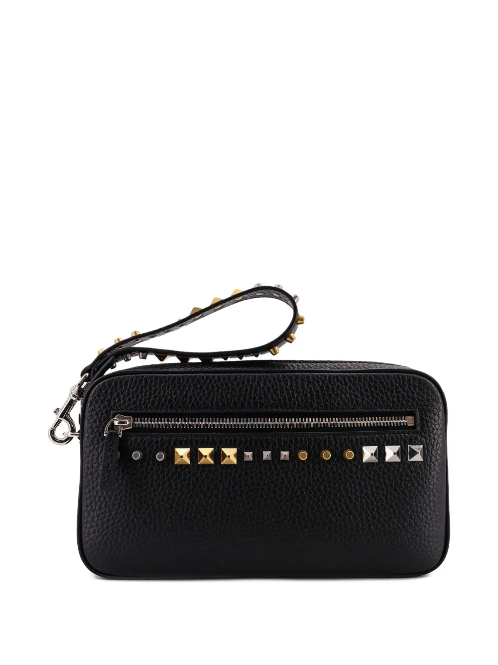 Valentino Garavani studded zip-closure clutch bag - Nero