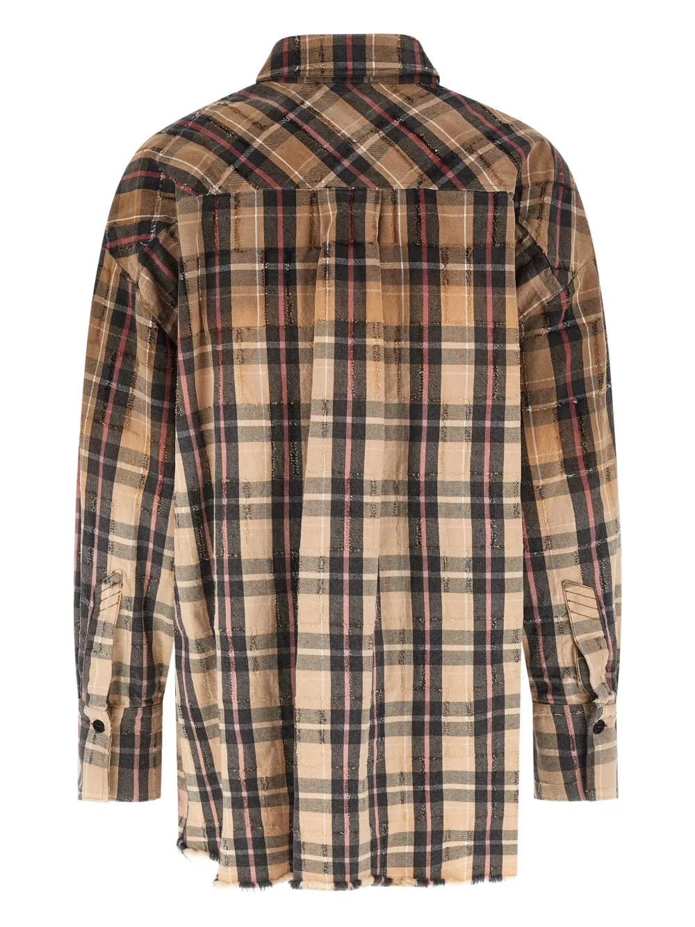 The Attico check frayed shirt - Beige