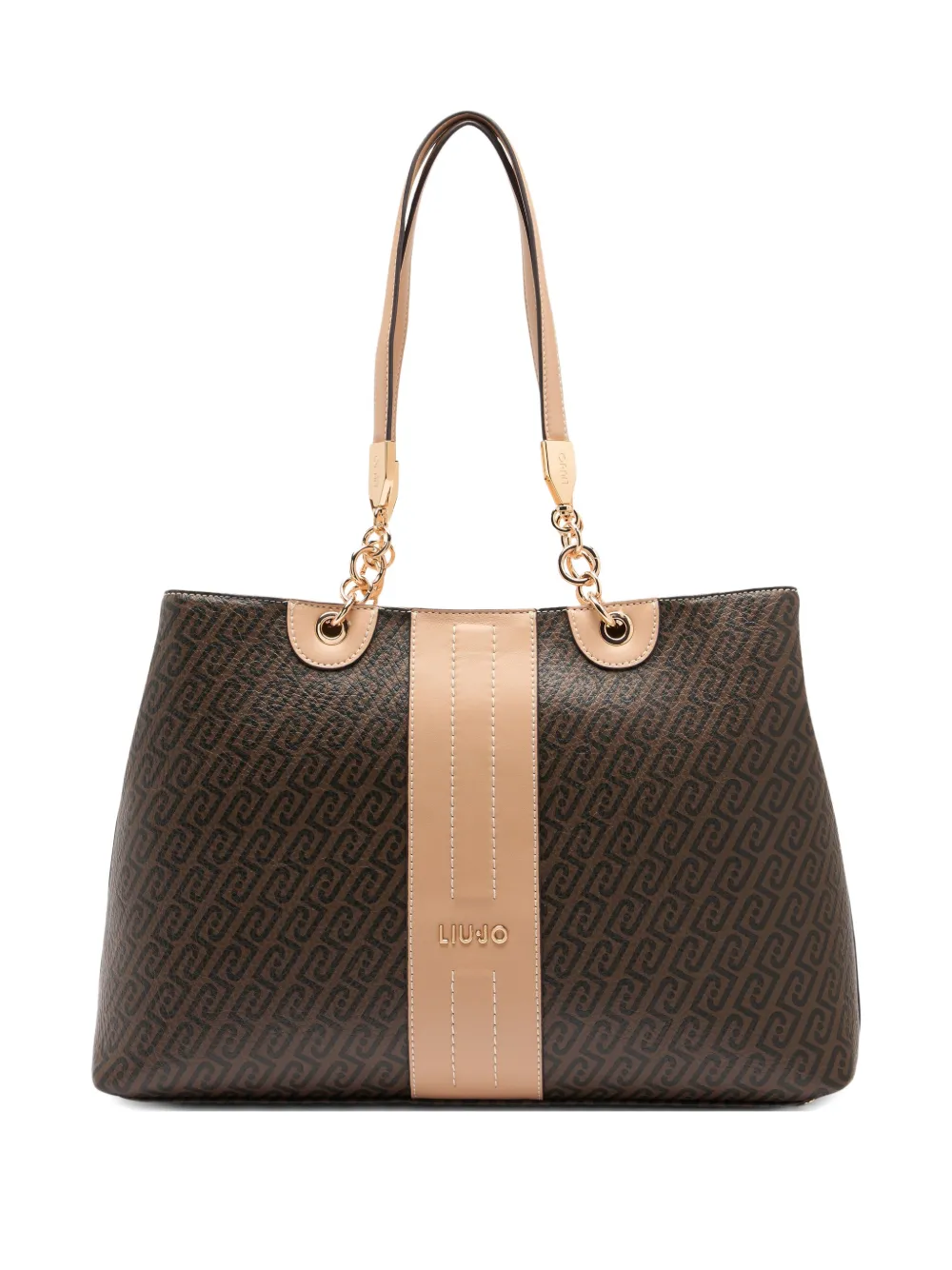 LIU JO medium monogram printed chain tote bag | marron | Image 1